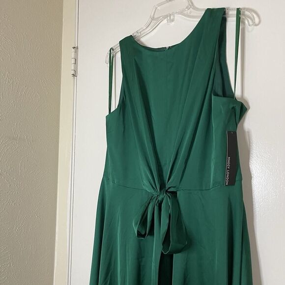 NEW! Maggy London Emerald Green sleeveless midi wrap a line dress US 16 - Picture 2 of 7